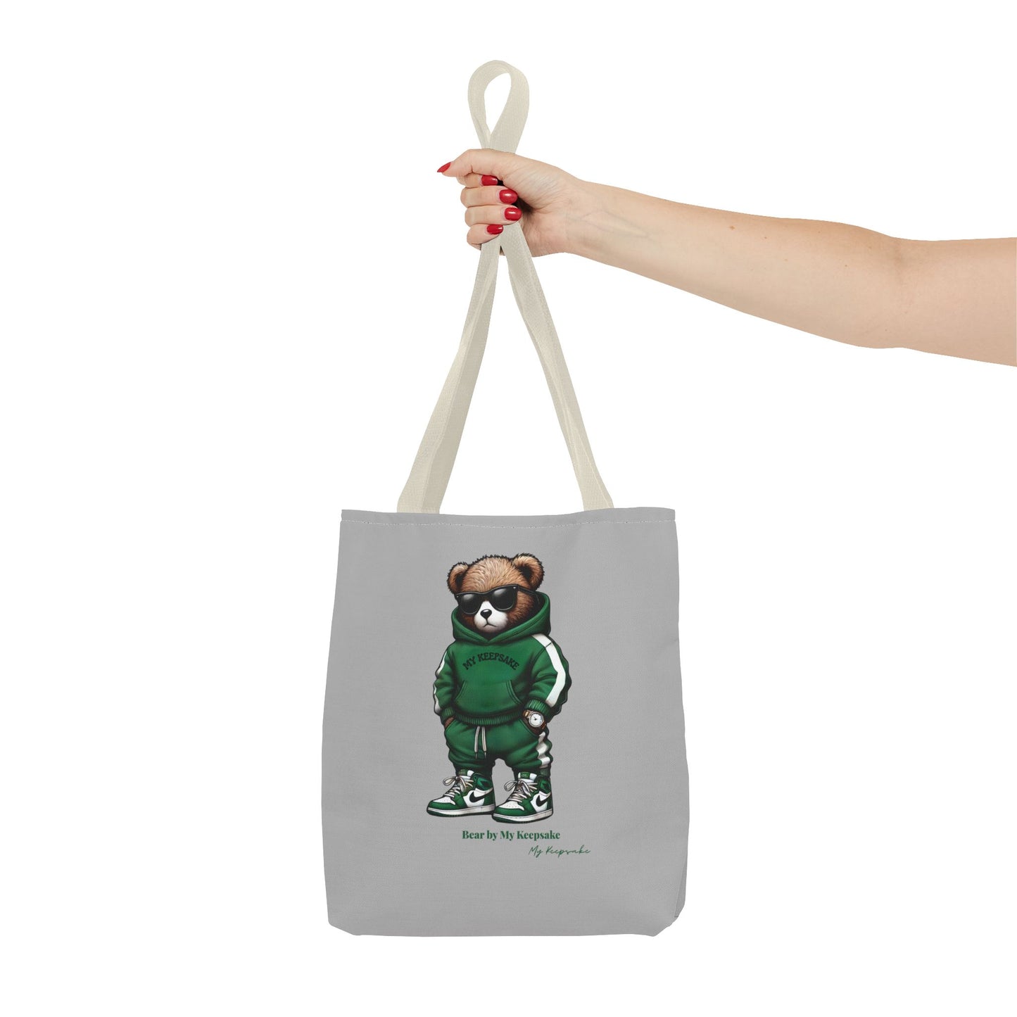 Tote Bag Light grey –  Green Bear by My Keepsake