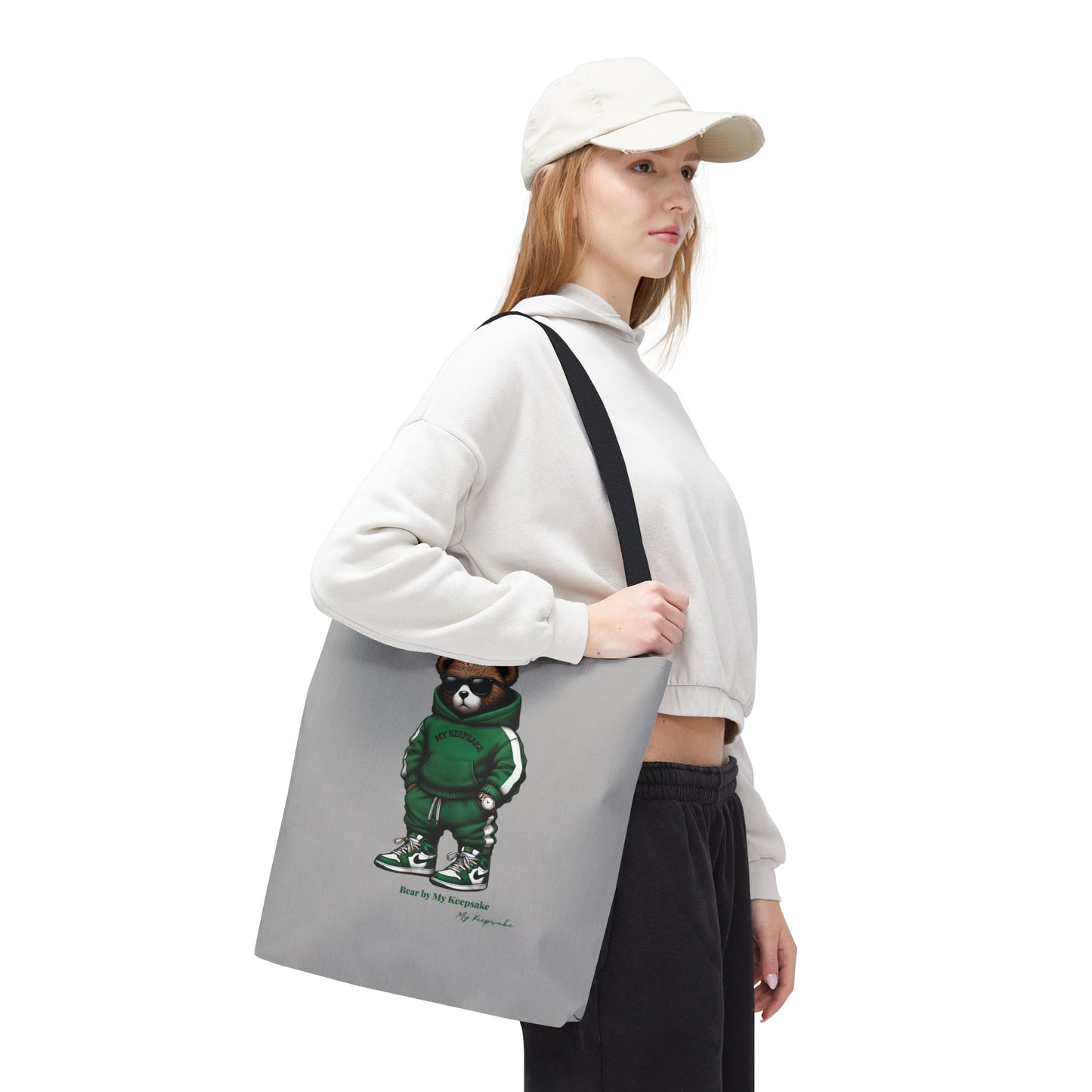 Tote Bag Light grey –  Green Bear by My Keepsake