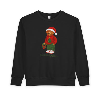 Cozy Christmas Bear Toddler Sweatshirt | Festive Holiday Gift for Kids, Santa Bear Design