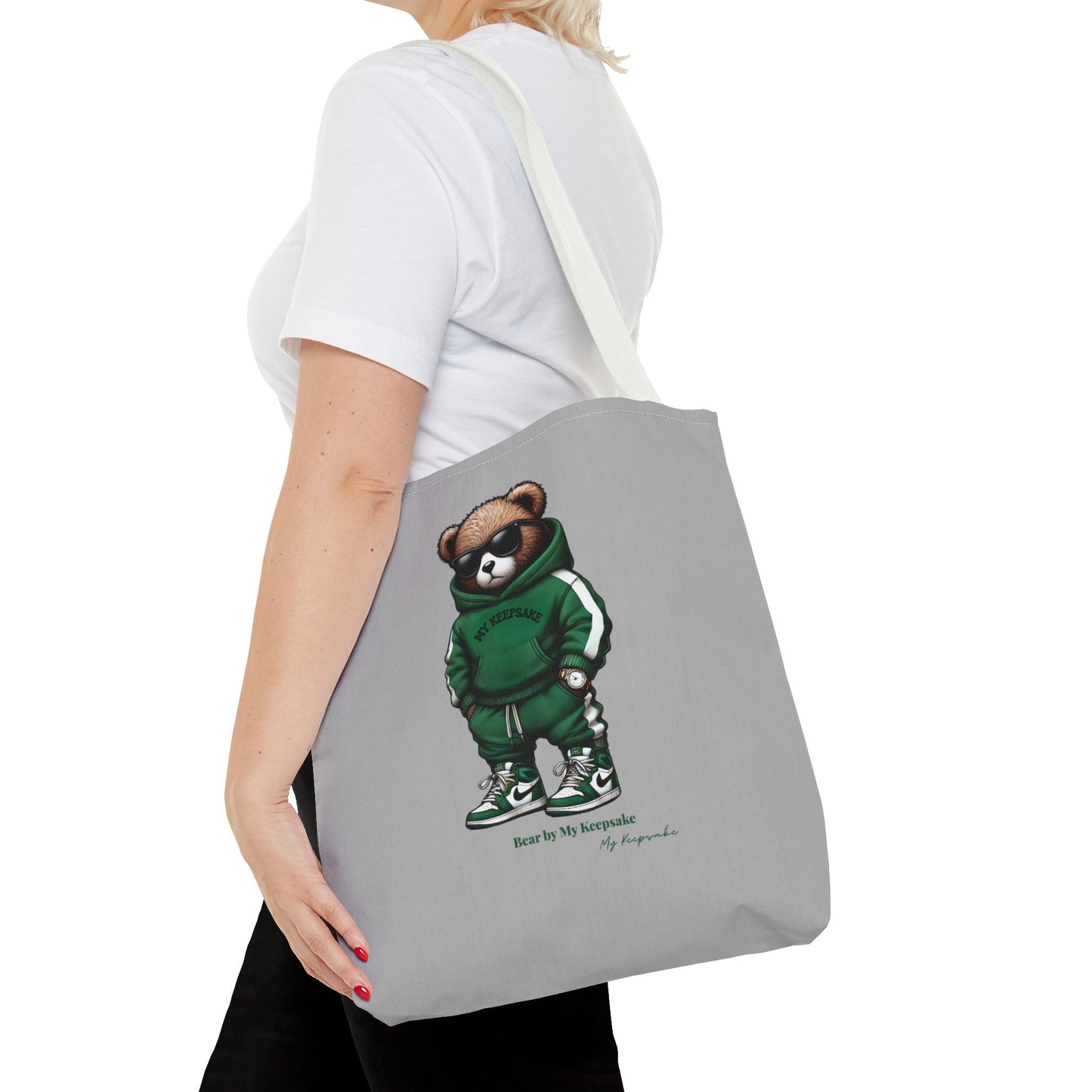 Tote Bag Light grey –  Green Bear by My Keepsake