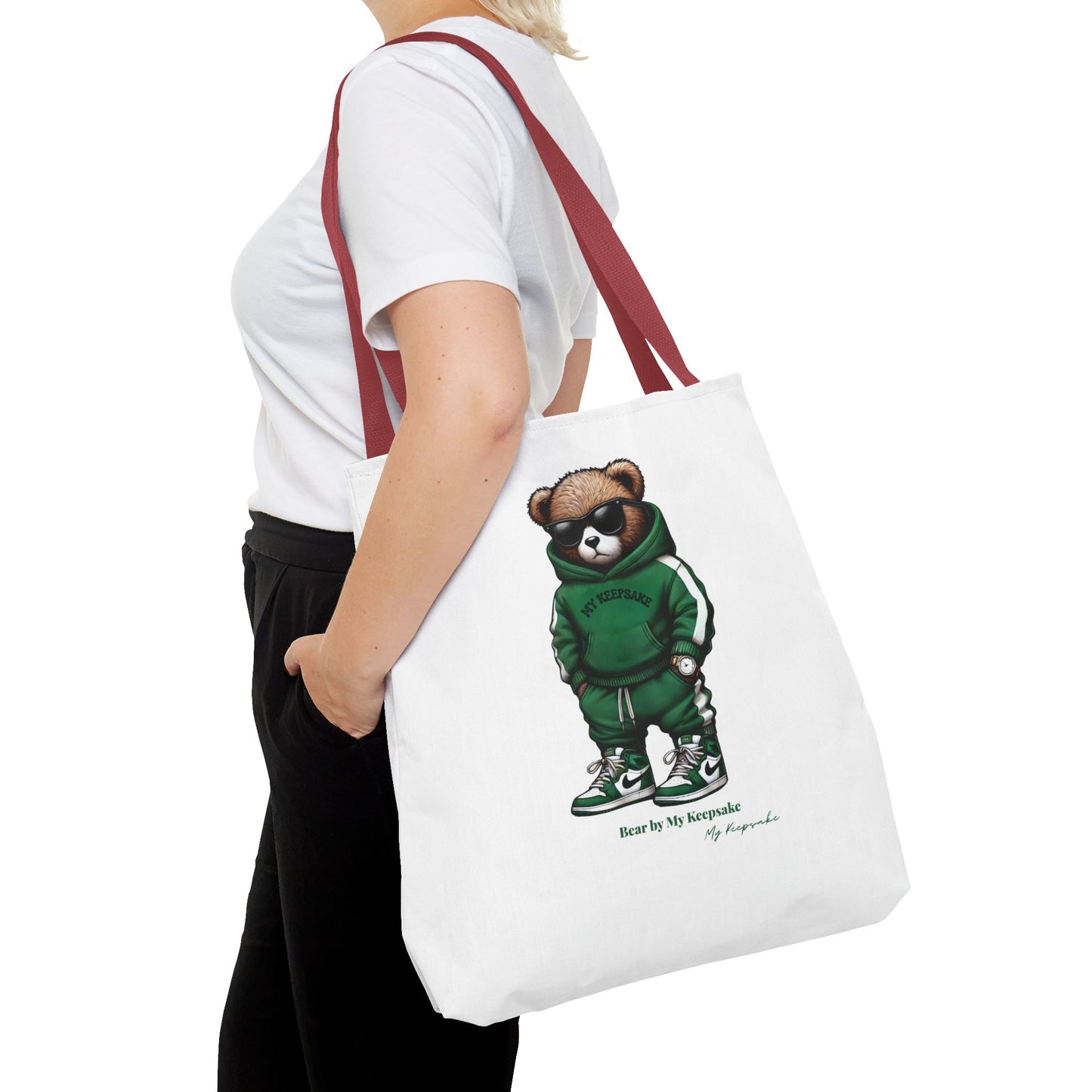 Tote Bag White  – Green Bear by My Keepsake