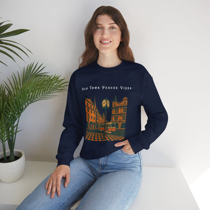 Prague Old Town Sweatshirt  Vintage Czech Republic Crewneck  Travel Souvenir Gift
