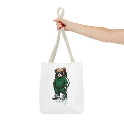 Tote Bag White  – Green Bear by My Keepsake