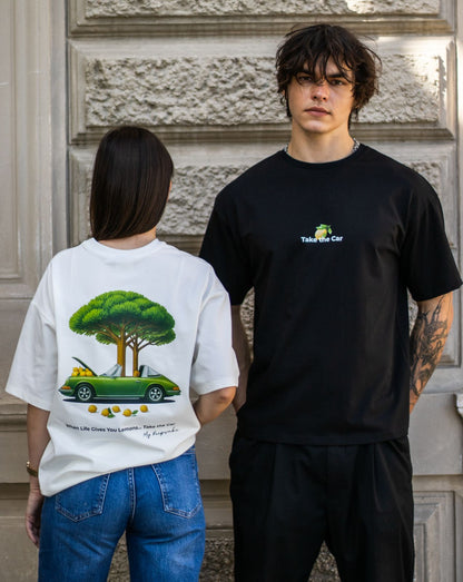 Lemon Tree Car T-Shirt – Vintage Green Graphic Garment-Dyed Tee