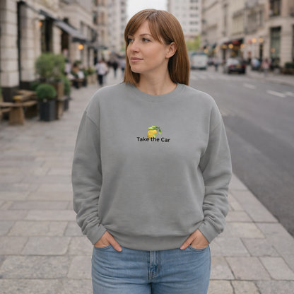 Vintage Car Graphic Crewneck Sweatshirt – Nature Scene Back Print