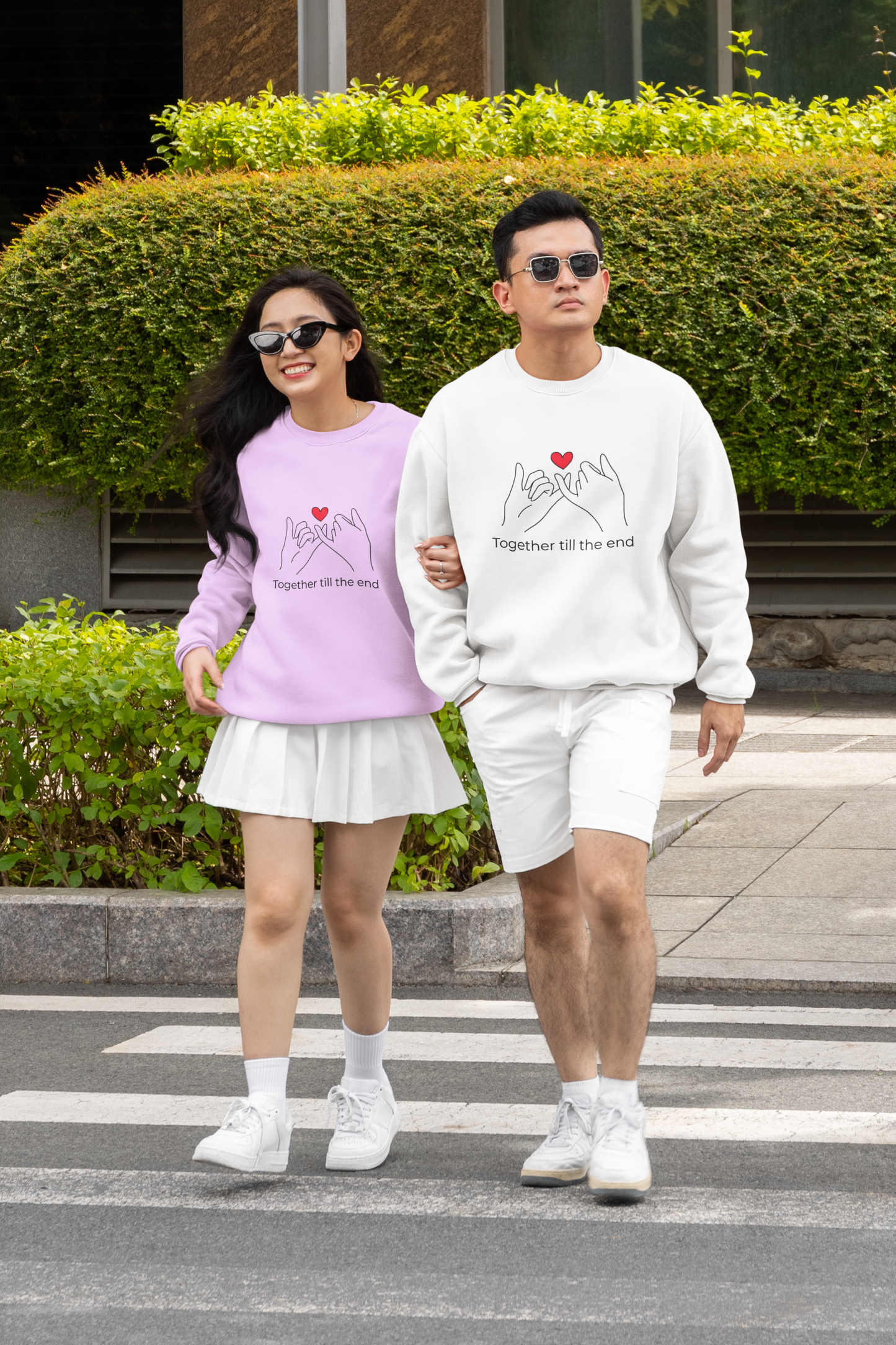 Together Till the End Sweatshirt – Personalized Couple Heart Pinky Promise Crewneck