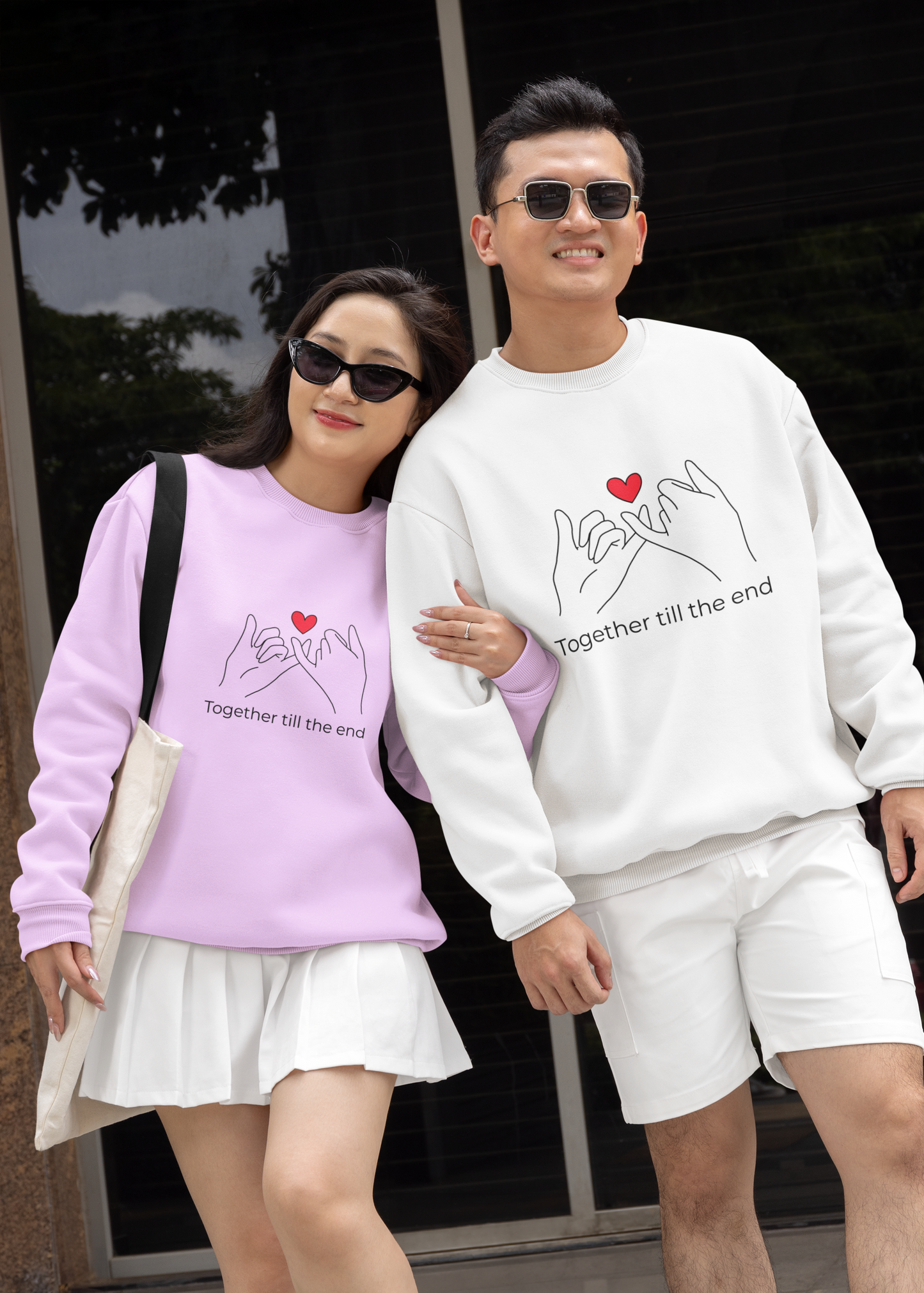 Together Till the End Sweatshirt – Personalized Couple Heart Pinky Promise Crewneck