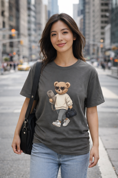 Cute Teddy Bear Street Style T-Shirt – Casual Gym & Lifestyle Tee
