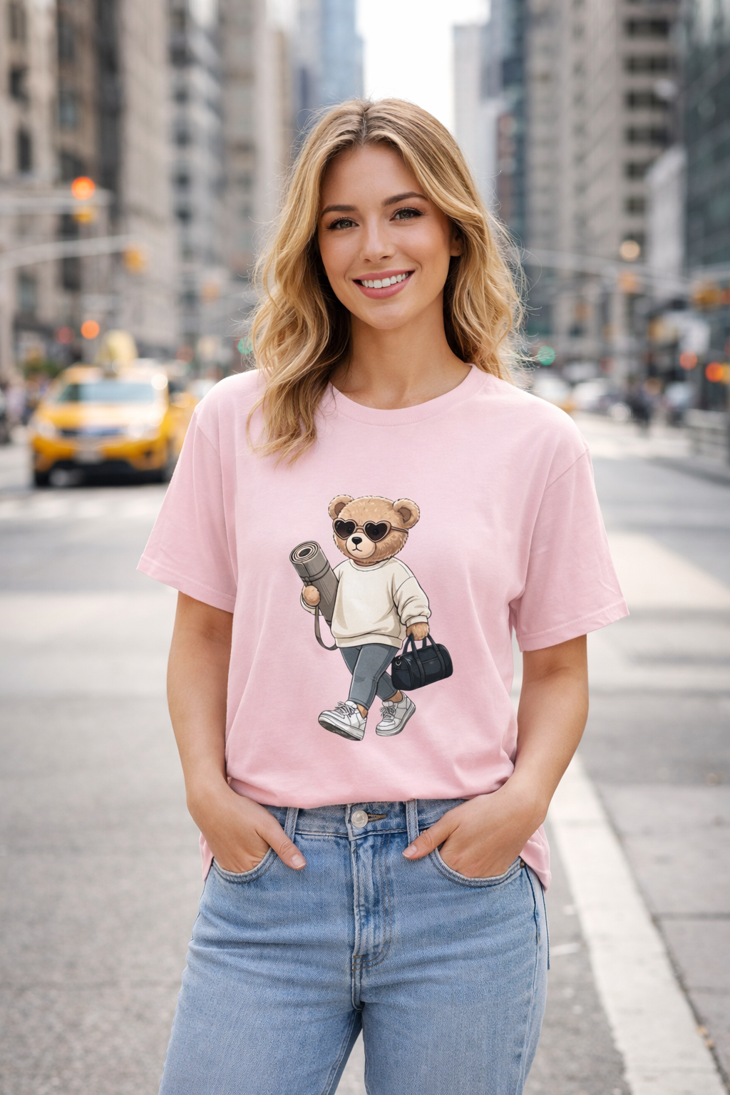 Cute Teddy Bear Street Style T-Shirt – Casual Gym & Lifestyle Tee