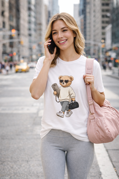 Cute Teddy Bear Street Style T-Shirt – Casual Gym & Lifestyle Tee