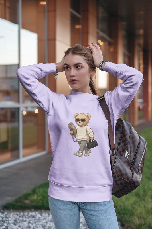 Personalized Yoga Bear Premium Sweatshirt – Custom Name Crewneck