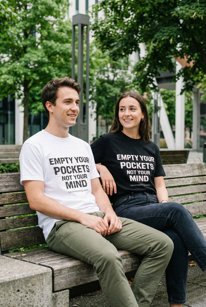 Empty Your Pockets, Not Your Mind — Unisex Graphic Tee Premium