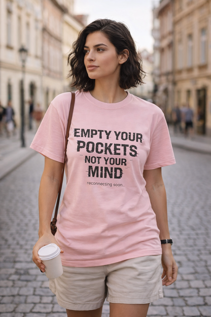 Empty Your Pockets, Not Your Mind — Unisex Graphic Tee Premium