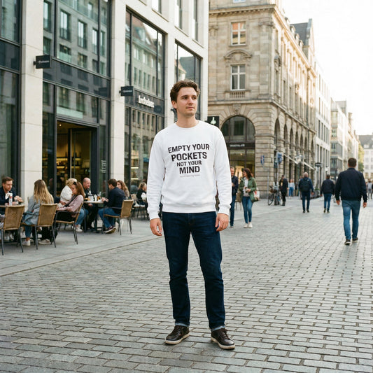 Empty Your Pockets Not Your Mind Unisex Crewneck – Motivational Minimalist Sweatshirt