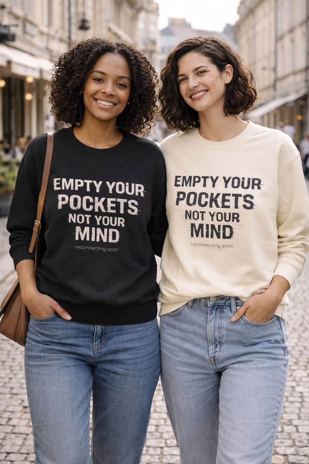 Empty Your Pockets Not Your Mind Unisex Crewneck – Motivational Minimalist Sweatshirt
