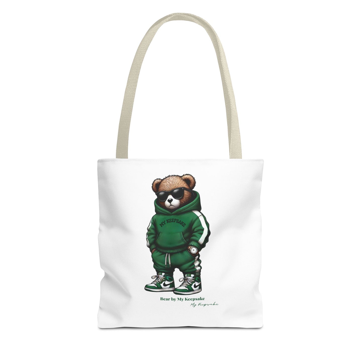Tote Bag White  – Green Bear by My Keepsake