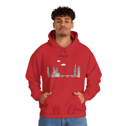 Prague Skyline Hoodie – Minimalist Cityscape Sweatshirt, Prague Souvenir Gift