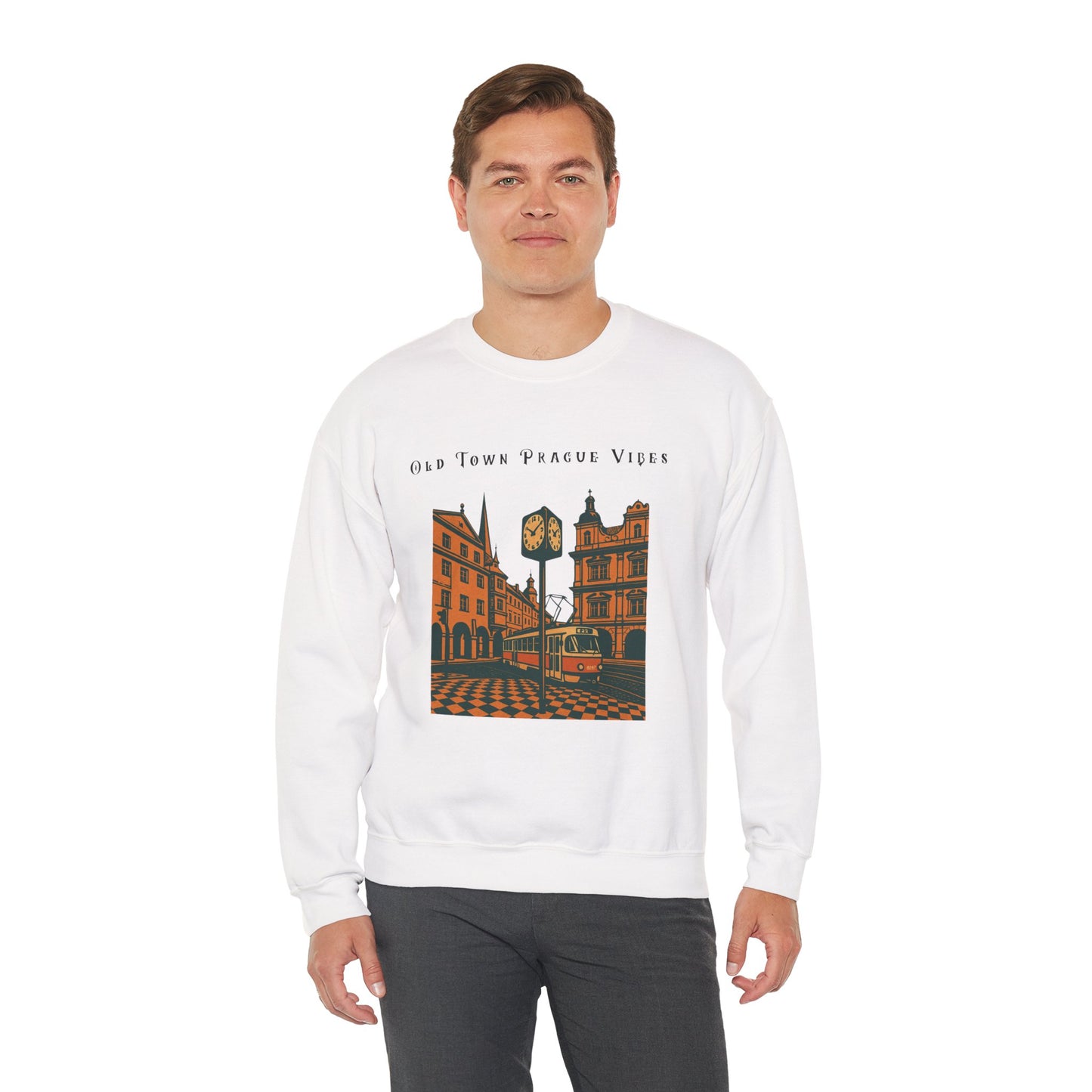 Prague Old Town Sweatshirt  Vintage Czech Republic Crewneck  Travel Souvenir Gift