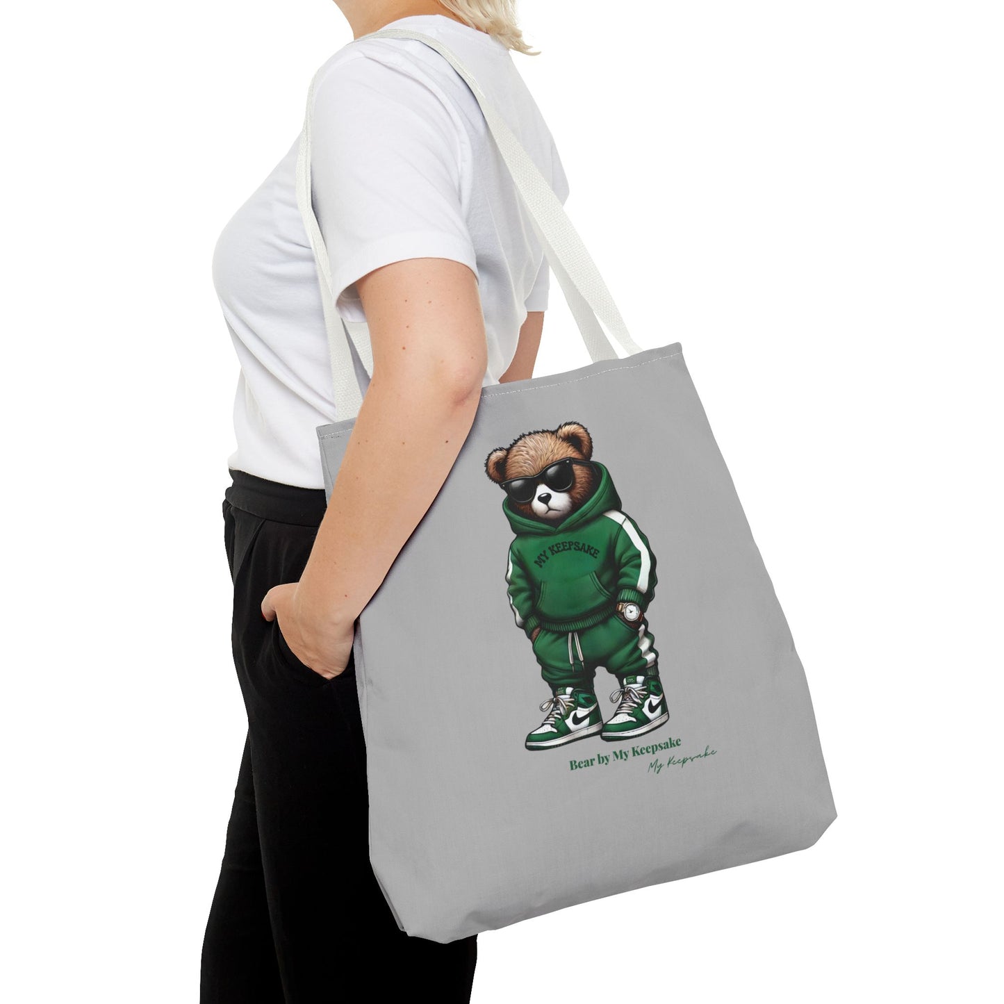 Tote Bag Light grey –  Green Bear by My Keepsake