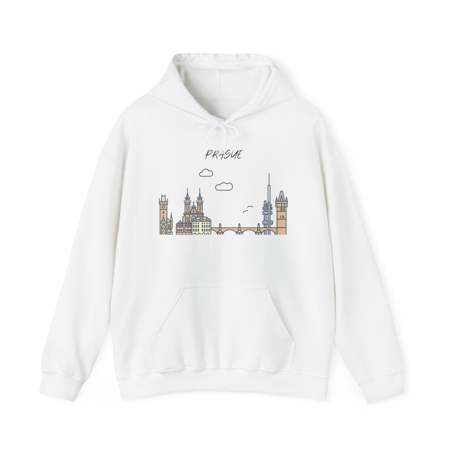 Prague Skyline Hoodie – Minimalist Cityscape Sweatshirt, Prague Souvenir Gift