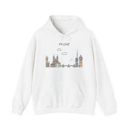 Prague Skyline Hoodie – Minimalist Cityscape Sweatshirt, Prague Souvenir Gift