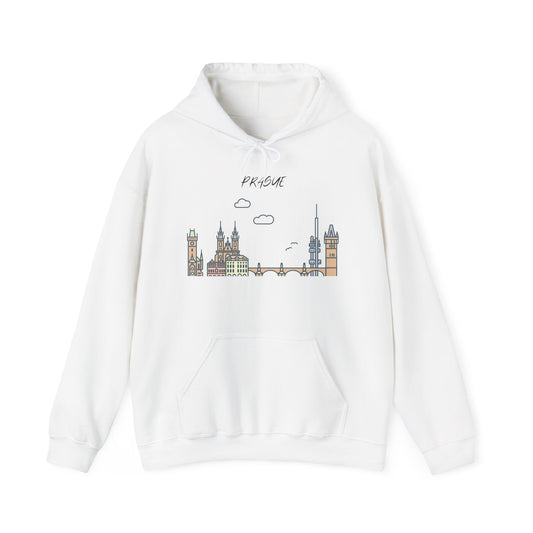 Prague Skyline Hoodie – Minimalist Cityscape Sweatshirt, Prague Souvenir Gift