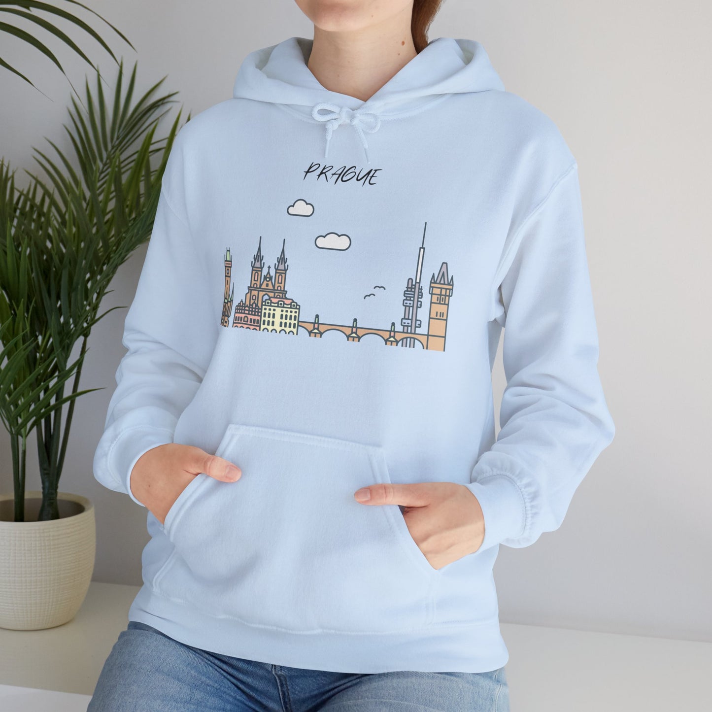 Prague Skyline Hoodie – Minimalist Cityscape Sweatshirt, Prague Souvenir Gift