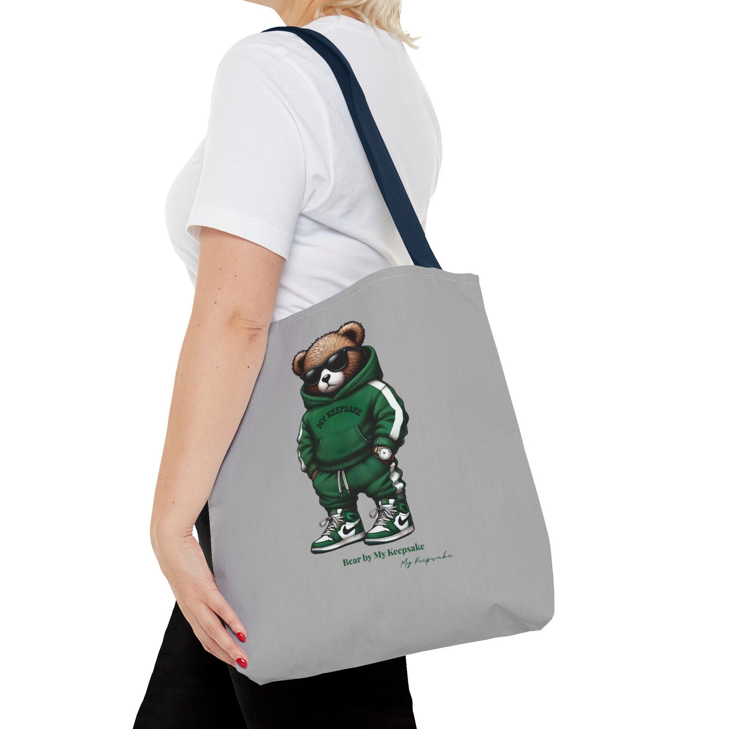 Tote Bag Light grey –  Green Bear by My Keepsake