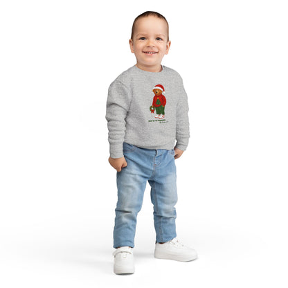 Cozy Christmas Bear Toddler Sweatshirt | Festive Holiday Gift for Kids, Santa Bear Design