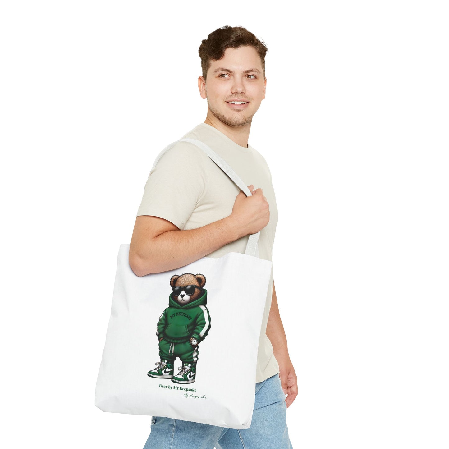 Tote Bag White  – Green Bear by My Keepsake
