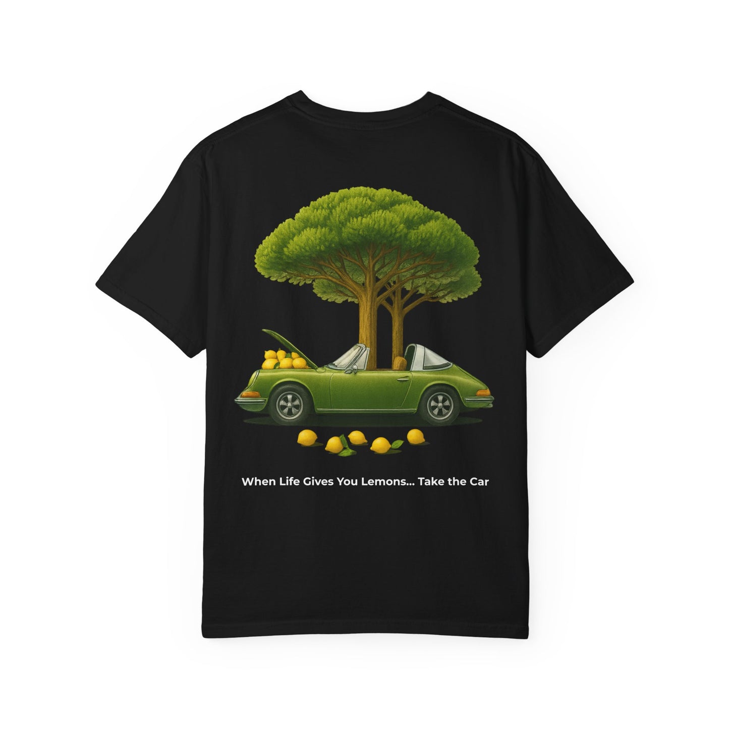 Lemon Tree Car T-Shirt – Vintage Green Graphic Garment-Dyed Tee