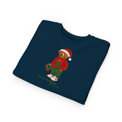 Cozy Christmas Bear Toddler Sweatshirt | Festive Holiday Gift for Kids, Santa Bear Design