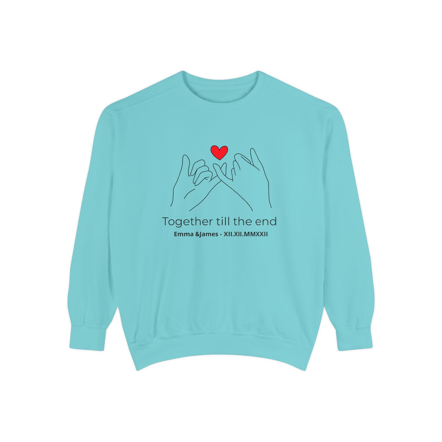 Together Till the End Sweatshirt – Personalized Couple Heart Pinky Promise Crewneck