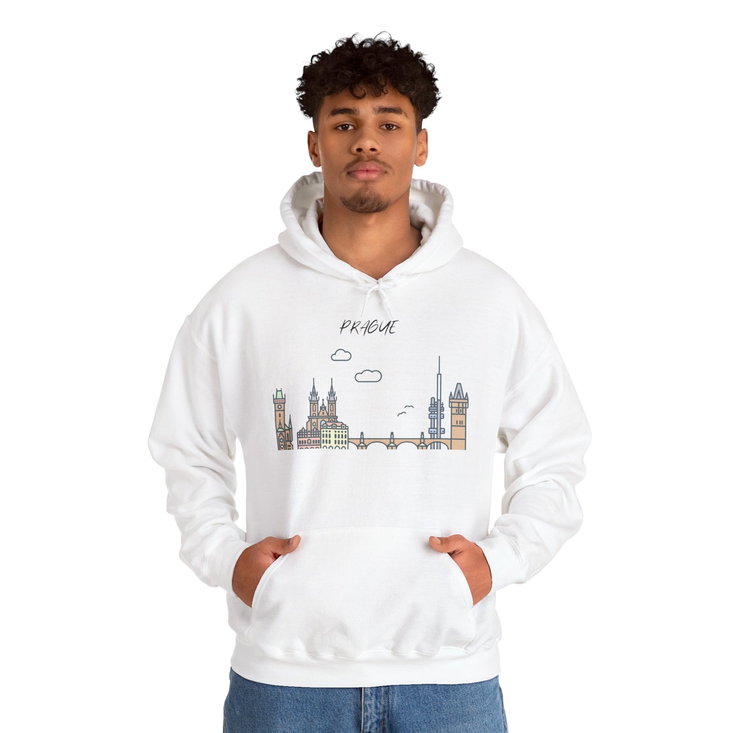 Prague Skyline Hoodie – Minimalist Cityscape Sweatshirt, Prague Souvenir Gift