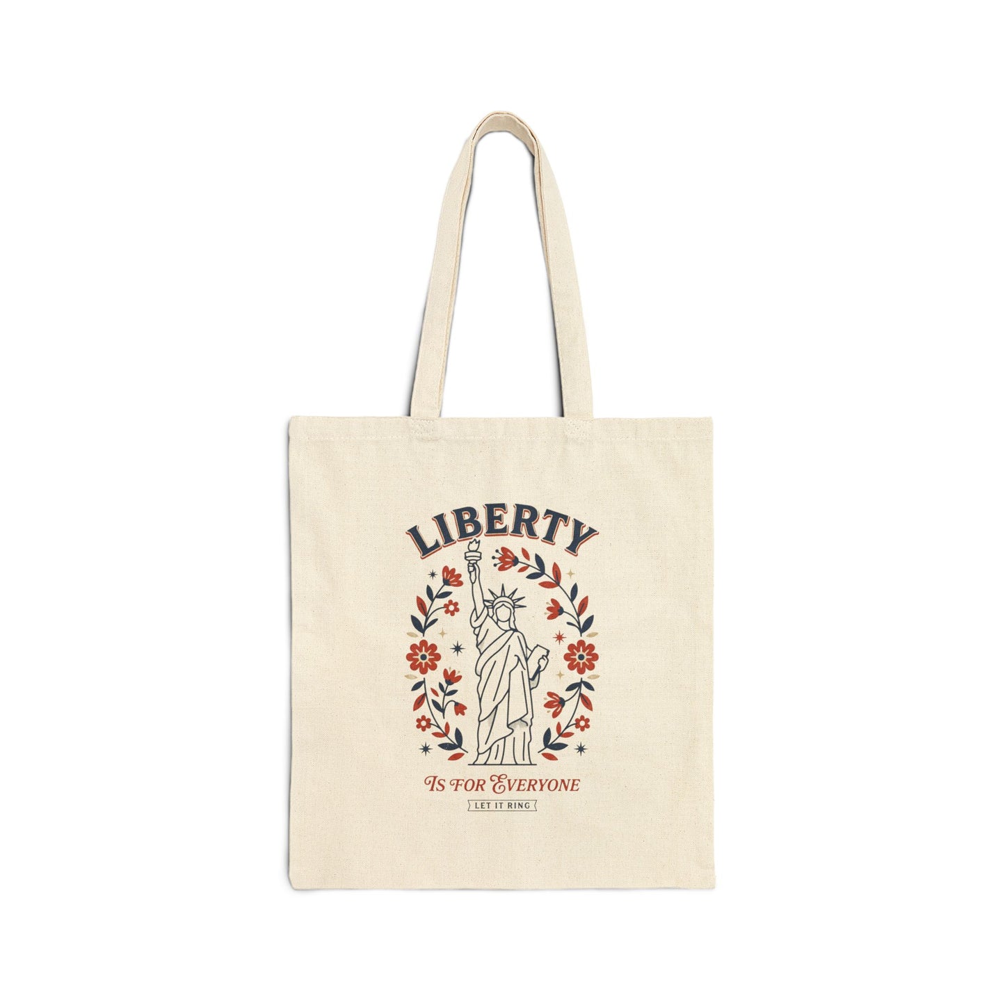 Liberty Statue Floral Tote, Patriotic Rights Americana Tote