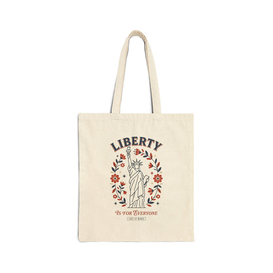 Liberty Statue Floral Tote, Patriotic Rights Americana Tote
