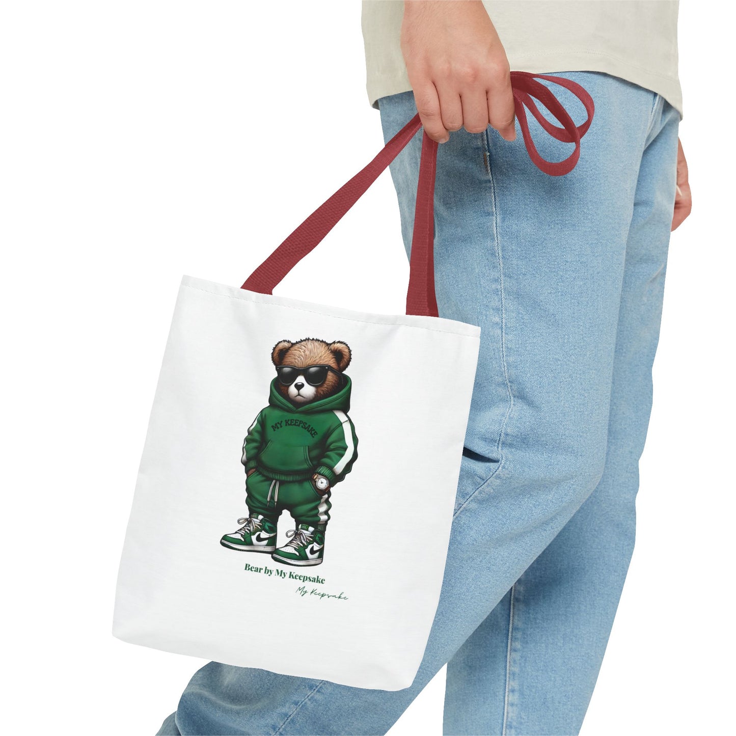 Tote Bag White  – Green Bear by My Keepsake