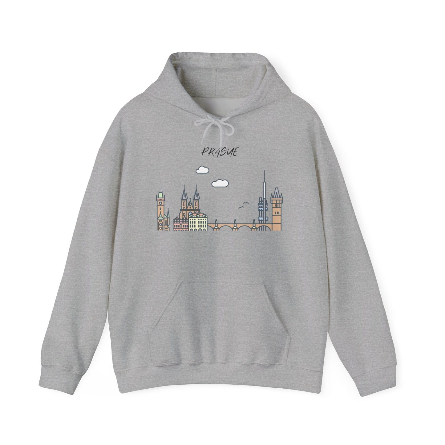 Prague Skyline Hoodie – Minimalist Cityscape Sweatshirt, Prague Souvenir Gift