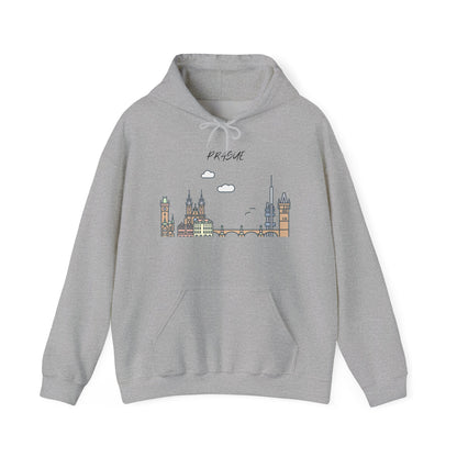 Prague Skyline Hoodie – Minimalist Cityscape Sweatshirt, Prague Souvenir Gift