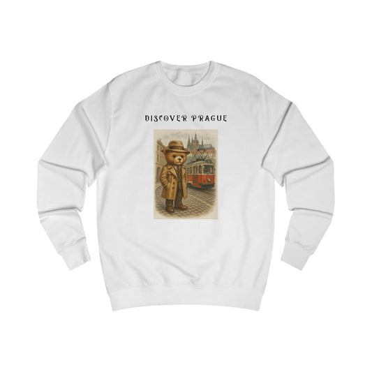 Discover Prague Sweatshirt - Vintage Bear Tram Graphic