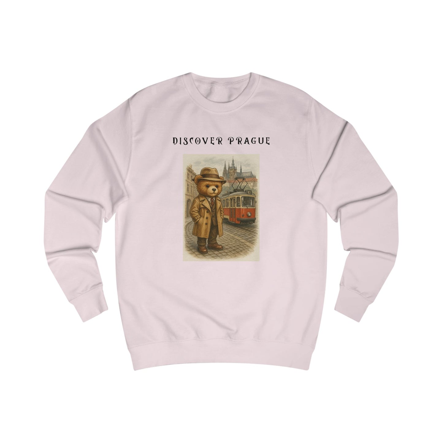 Discover Prague Sweatshirt - Vintage Bear Tram Graphic