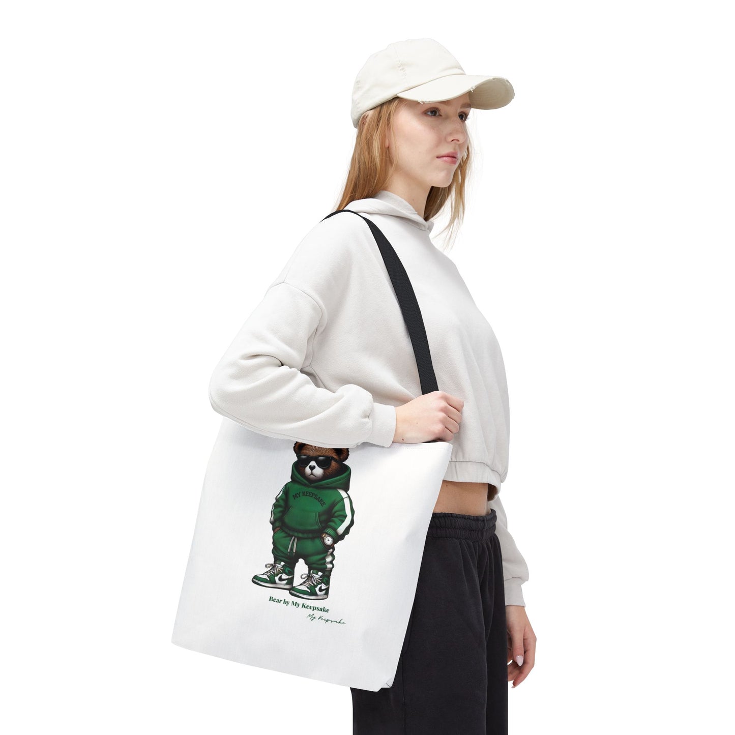 Tote Bag White  – Green Bear by My Keepsake