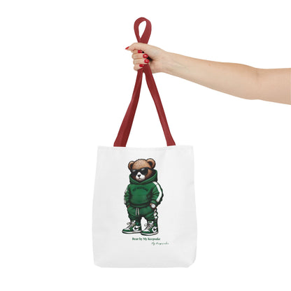 Tote Bag White  – Green Bear by My Keepsake