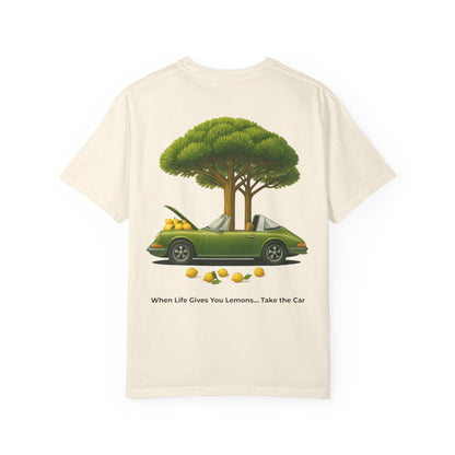 Lemon Tree Car T-Shirt – Vintage Green Graphic Garment-Dyed Tee