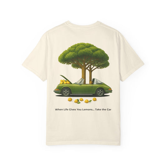 Lemon Tree Car T-Shirt – Vintage Green Graphic Garment-Dyed Tee