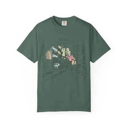 Prague Old Town Sketch T-Shirt | Unisex Vintage Garment-Dyed Tee | Travel Souvenir from Czech Republic