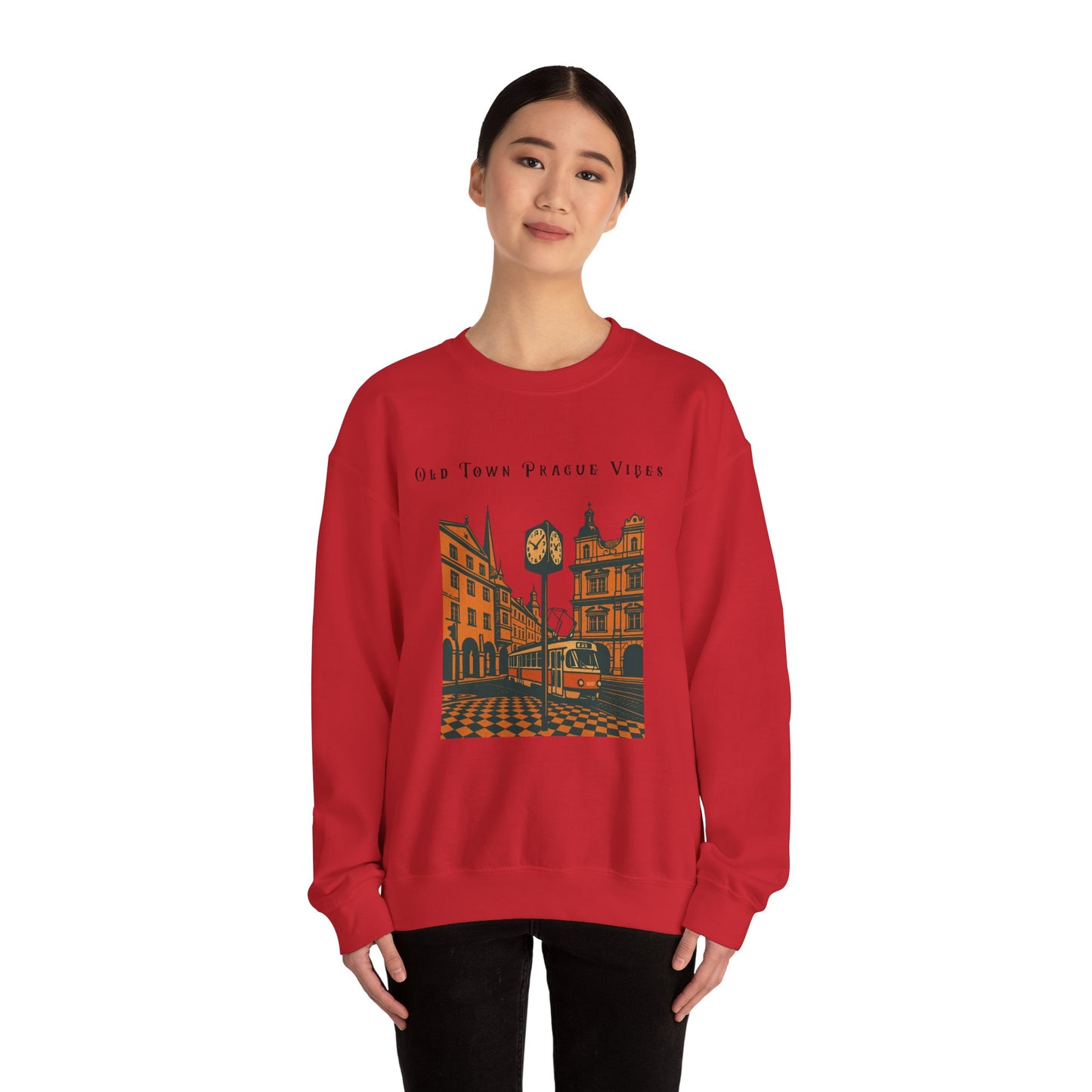 Prague Old Town Sweatshirt  Vintage Czech Republic Crewneck  Travel Souvenir Gift