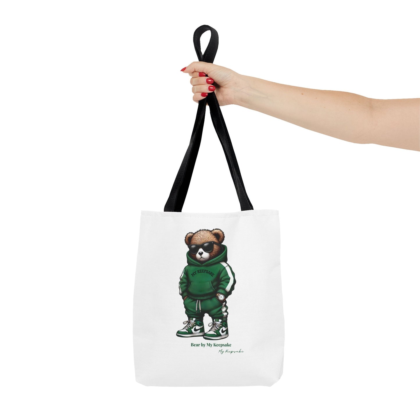 Tote Bag White  – Green Bear by My Keepsake