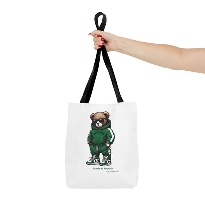 Tote Bag White  – Green Bear by My Keepsake