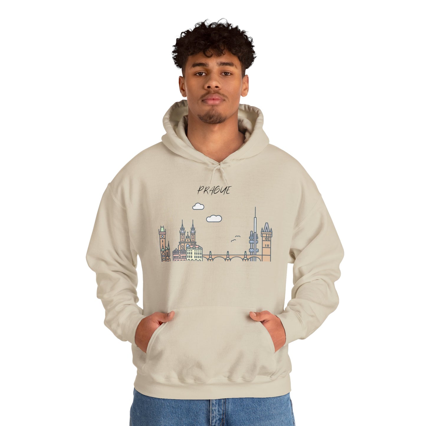 Prague Skyline Hoodie – Minimalist Cityscape Sweatshirt, Prague Souvenir Gift